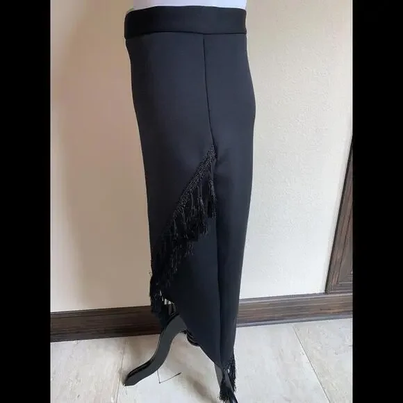 asos Form Fitting size 6 Black Tassels Skirt Made In UK - Picture 5 of 7